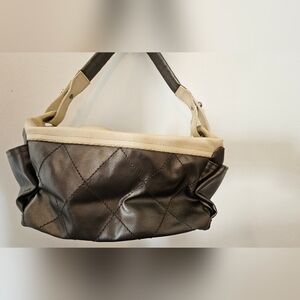 CHANEL Black and Cream Quilted Shoulder Bag